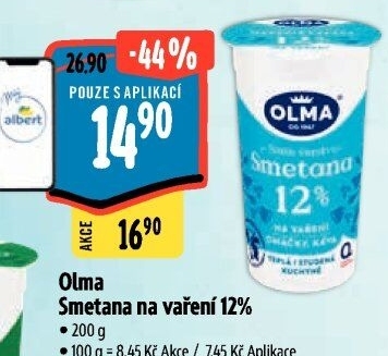 Smetana na vaření Olma 12%