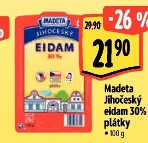 Sýr Eidam Jihočeský 30% Madeta