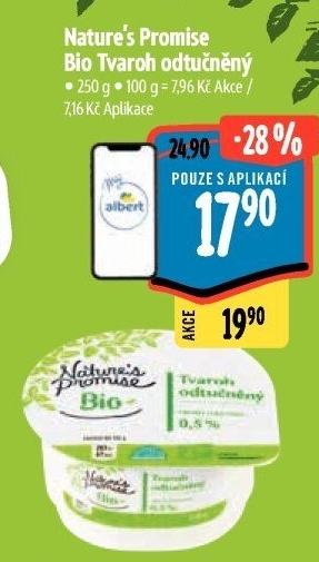 Tvaroh odtučněný bio Nature'