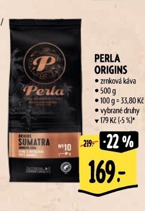 Zrnkové kávy Origins AH Perla