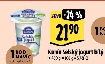 Bílý jogurt selský Mlékárna Kunín