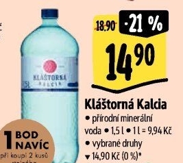 Minerální voda kalcia Kláštorná