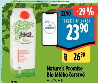 Mléko čerstvé bio Nature'