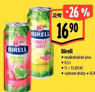 Nealkoholické pivo ochucené Birell