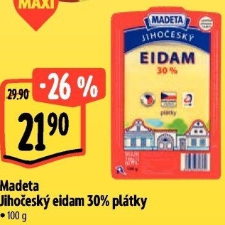 Sýr Eidam Jihočeský 30% Madeta