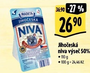 Sýr Niva Jihočeská 50% Madeta