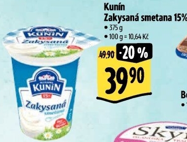 Zakysaná smetana Mlékárna Kunín 15%