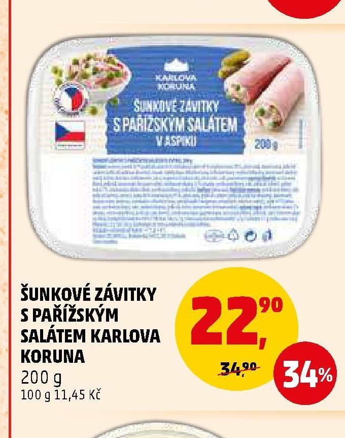 ŠUNKOVÉ ZÁVITKY S PAŘÍŽSKÝM SALÁTEM KARLOVA KORUNA