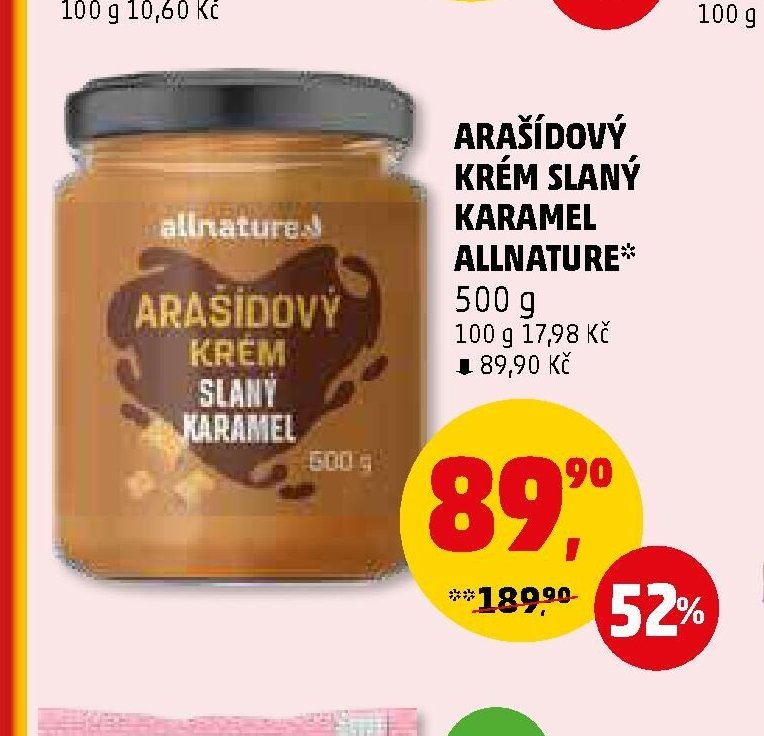 Arašídový krém slaný karamel Allnature