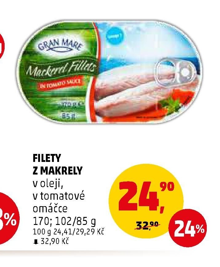 FILETY Z MAKRELY v oleji, v tomatové omáčce