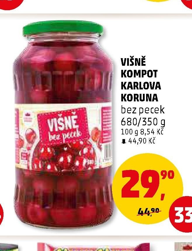 VIŠNĚ KOMPOT KARLOVA KORUNA bez pecek
