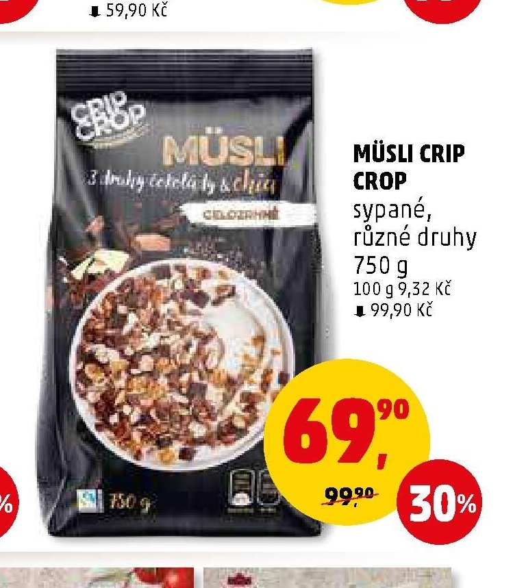 MÜSLI CRIP CROP sypané, různé druhy