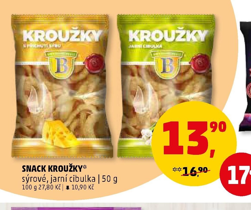 SNACK KROUŽKY sýrové, jarní cibulka