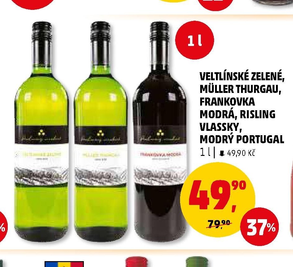 Veltlínské zelené, Müller Thurgau, Frankovka modrá, Risling vlassky, Modrý Portugal