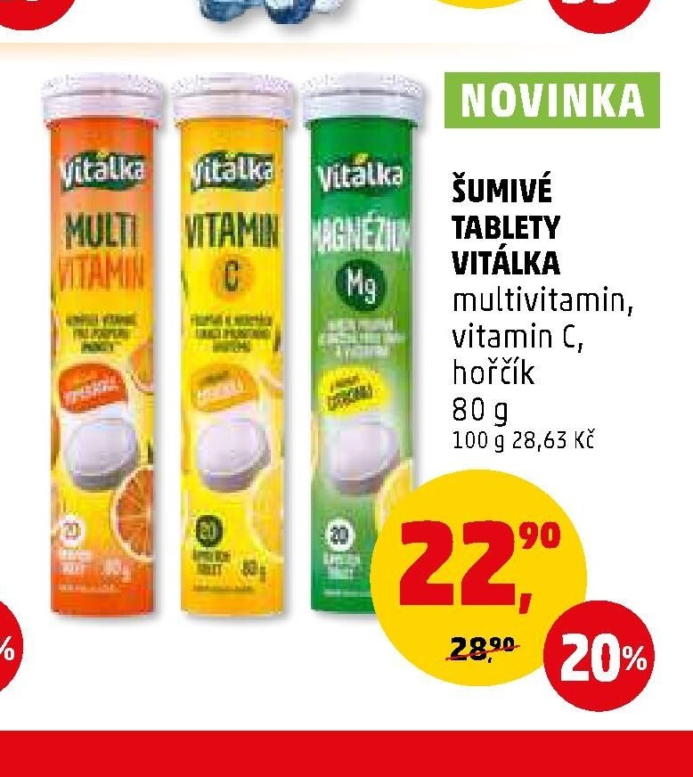 ŠUMIVÉ TABLETY VITÁLKA multivitamin, vitamin C, hořčík