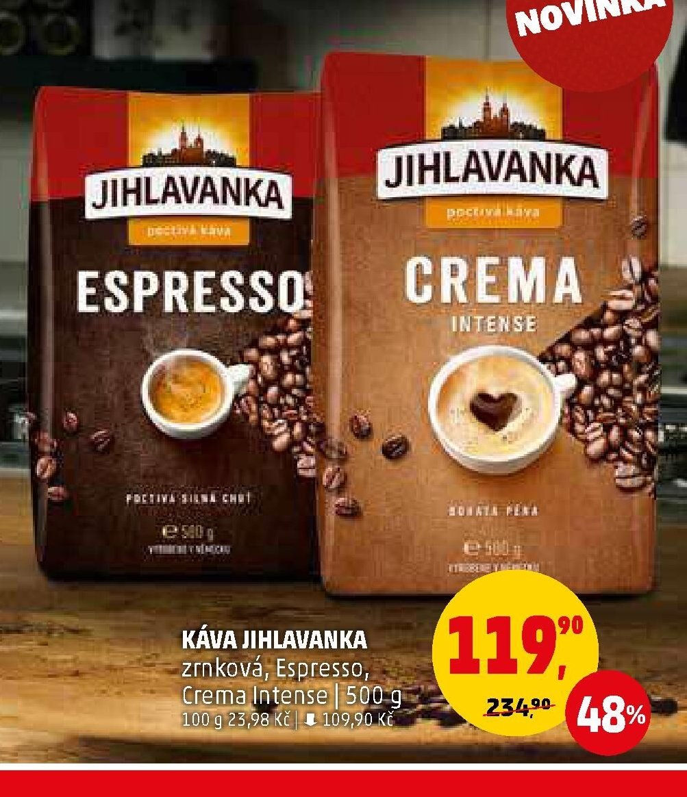 KÁVA JIHLAVANKA zrnková, Espresso, Crema Intense