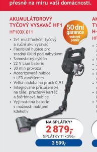 Akumulátorový tyčový vysavač Hoover HF110HX 011