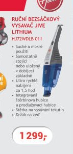 Ruční bezsáčkový vysavač Hoover H-FREE 100 LITE JIVE LITHIUM HJ72WDLB 011