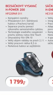 Bezsáčkový vysavač Hoover H-POWER 200 HP220PAR 011