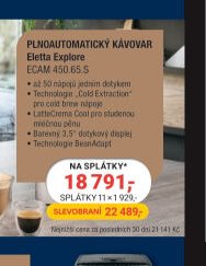 PLNOAUTOMATICKÝ KÁVOVAR Eletta Explore ECAM 450.65.S