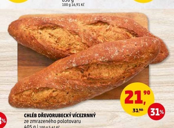 CHLÉB DŘEVORUBECKÝ VÍCEZRNNÝ ze zmrazeného polotovaru 405 g