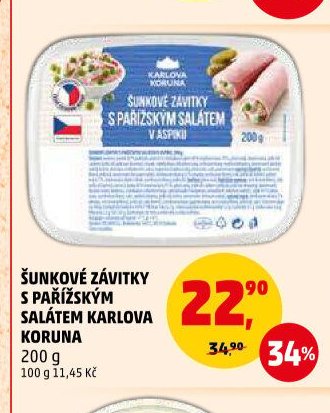 ŠUNKOVÉ ZÁVITKY S PAŘÍŽSKÝM SALÁTEM KARLOVA KORUNA