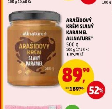 Arašídový krém slaný karamel Allnature