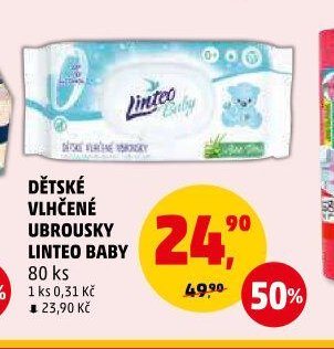 DĚTSKÉ VLHČENÉ UBROUSKY LINTEO BABY