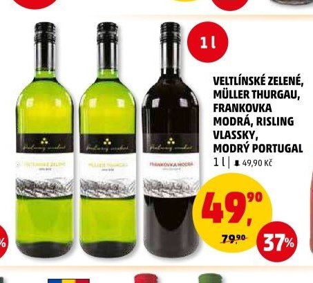 Veltlínské zelené, Müller Thurgau, Frankovka modrá, Risling vlasský, Modrý portugal