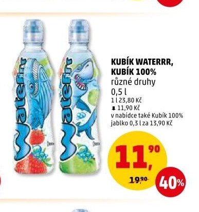 Kubík Waterrr, Kubík 100% různé druhy 0,5 l