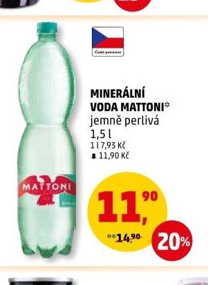 Minerální voda Mattoni jemně perlivá 1,5 l