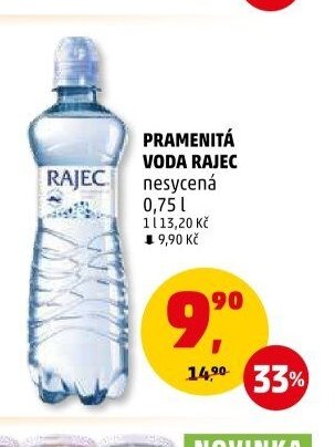 Pramenitá voda Rajec nesycená 0,75 l