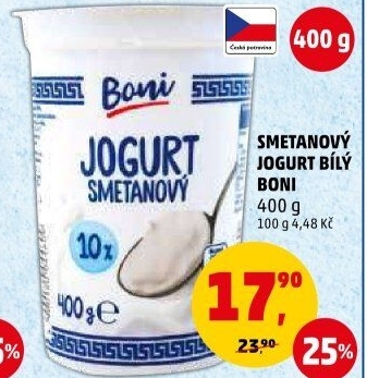 Bílý jogurt smetanový Boni