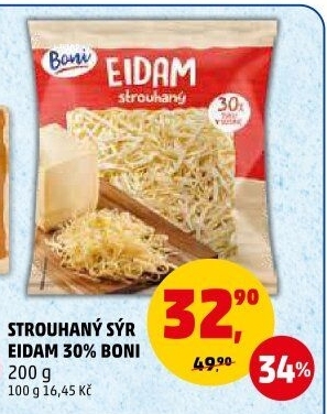 Sýr Eidam 30% strouhaný Boni