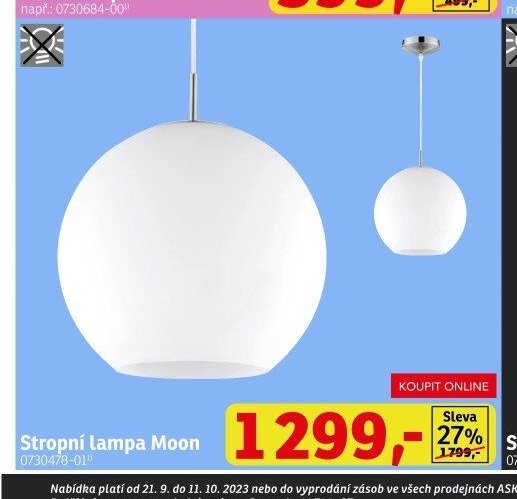 Stropní lampa Moon - ASKO akcniletaky.com