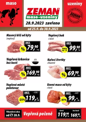 akční leták ZEMAN maso - uzeniny 25.9.2023-30.9.2023
