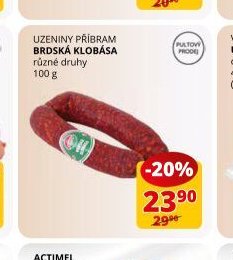 UZENINY PŘÍBRAM BRDSKÁ KLOBÁSA různé druhy 100 g