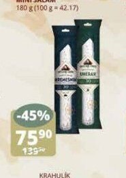 Kostelecké uzeniny křemešník, uherák mini salám