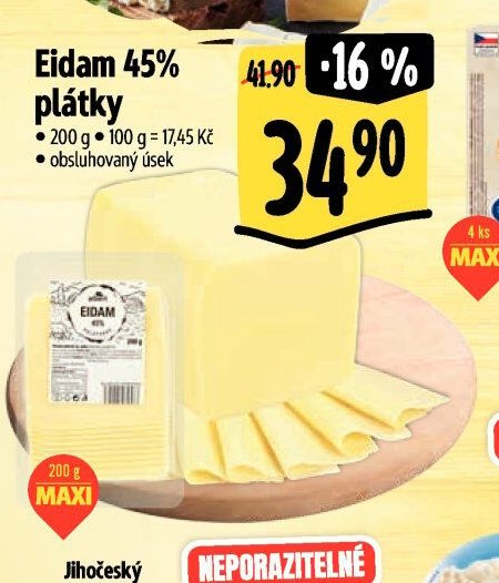 Eidam 45% plátky 200 g