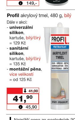 Profil akrylový tmel, 480 g, bílý