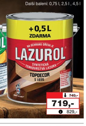 LAZUROL Topdecor S1035 synt. lazura na dřevo