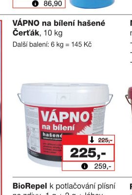 VÁPNO na bílení hašené Čerták, 10 kg