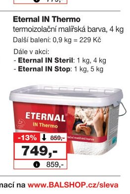 Eternal IN Thermo termoizolační malířská barva, 4 kg