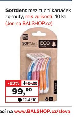 Softdent mezizubní kartáček zahnutý, 10 ks