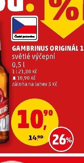 Gambrinus Originál 10 světlý výčepní