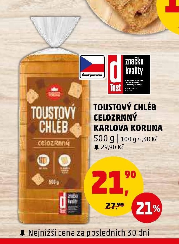 TOUSTOVÝ CHLÉB CELOZRNNÝ KARLOVA KORUNA