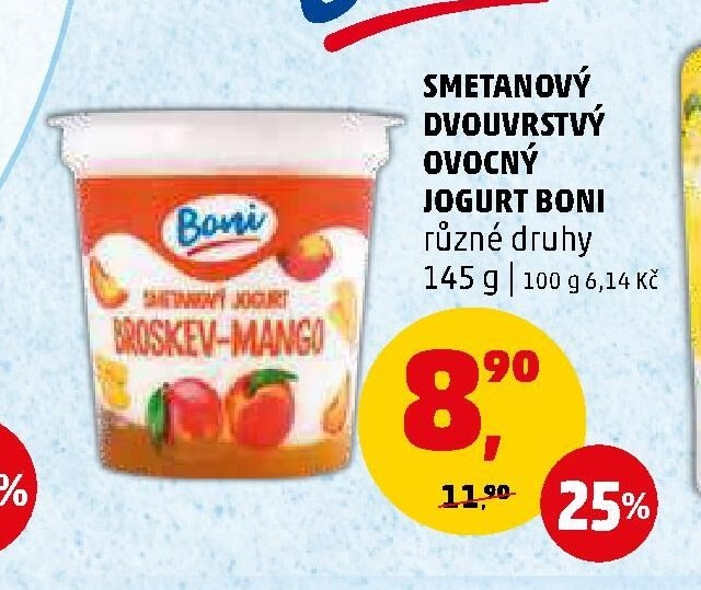 SMETANOVÝ DVOUVRSTVÝ OVOCNÝ JOGURT BONI