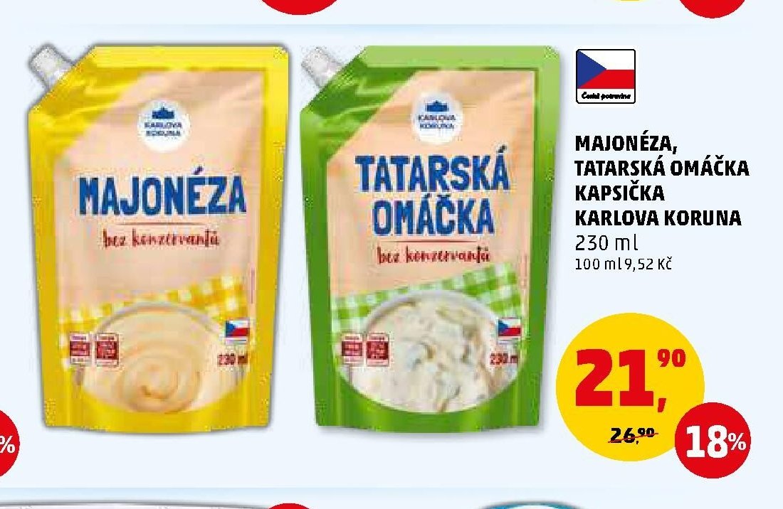 Majonéza, tatarská omáčka Karlova Koruna