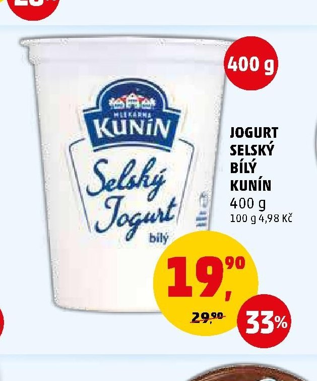 Jogurt selský bílý Kunín