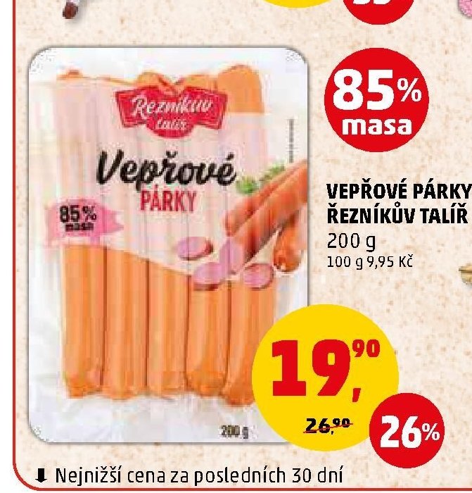 Vepřové párky Řezníkův talíř